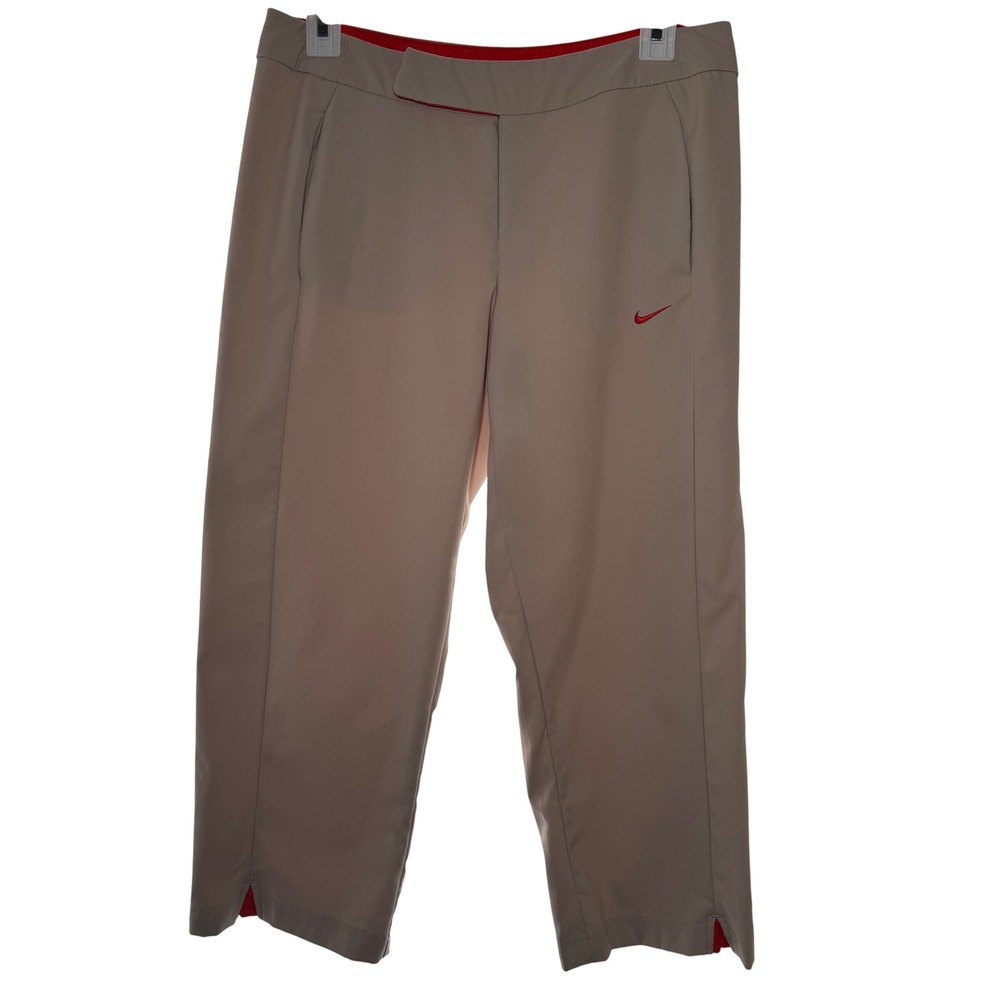 Nike Dri-FIT Women's Golf Capris Beige Orange Trim Size Small 4/6